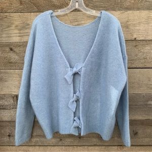 La Maille Sezane  Sweater Womens Wool Mohair Tie Back Long Sleeve Blue